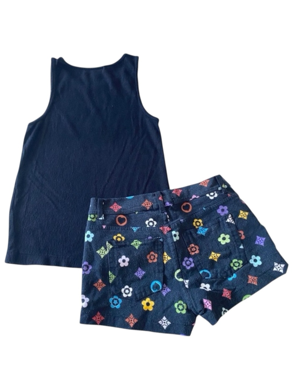 Flowers by Zoe ꕥ Handbag Patch Crystal Embellish Top ꕥ Black Colorful Print ꕥ 5 - Picture 11 of 16